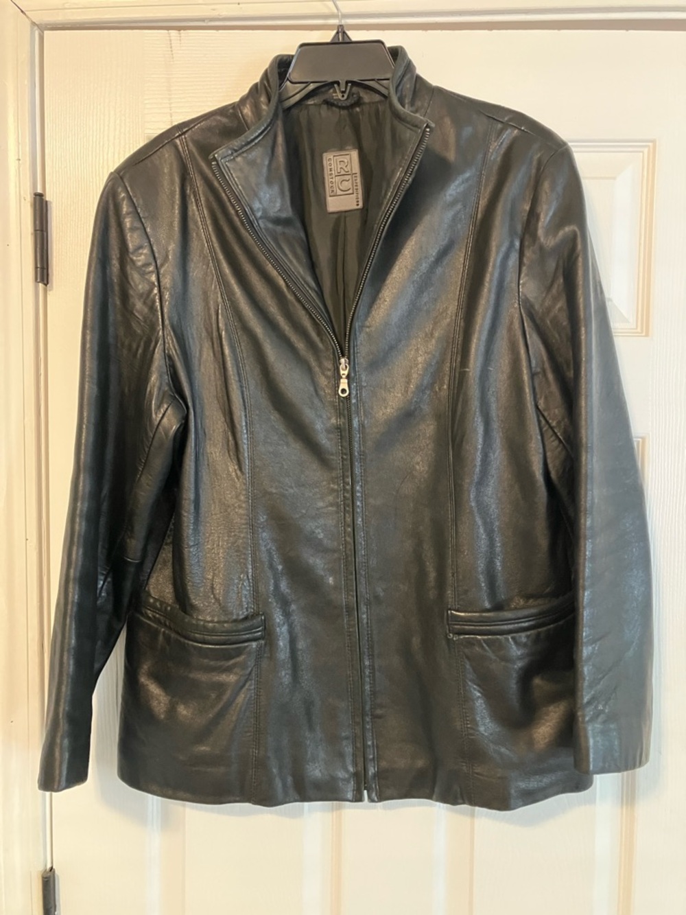 Robert Comstock Expedition Black Leather Coat Jacket Men's Size Large